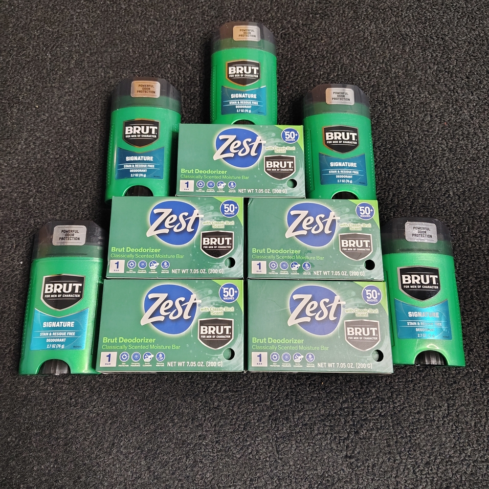 Zest Brut Deodorizer Classically Scented Moisture Bar Soap & Brut Deodorant Lot